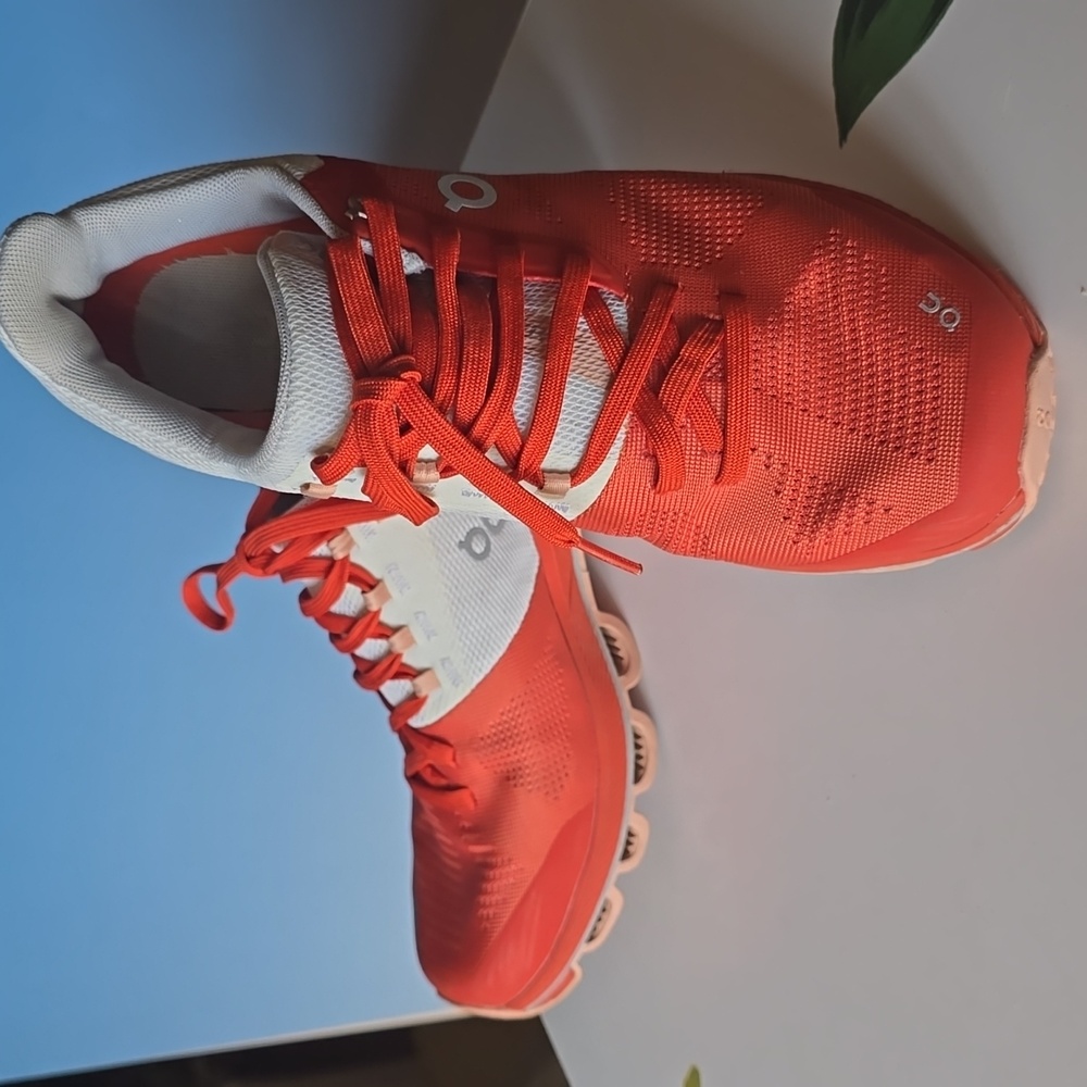 ON sneakers flame orange gently used EUC